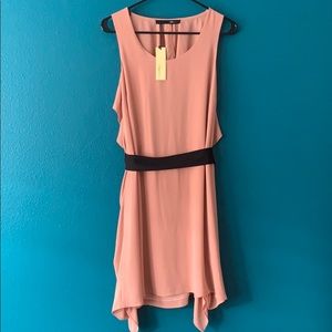 Belted backless cocktail dress